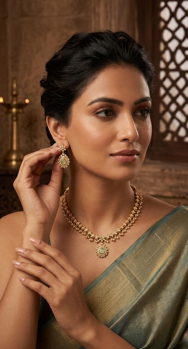 Gold Plated Wedding Jewellery LCT Stone Necklace Set for Women in Germany