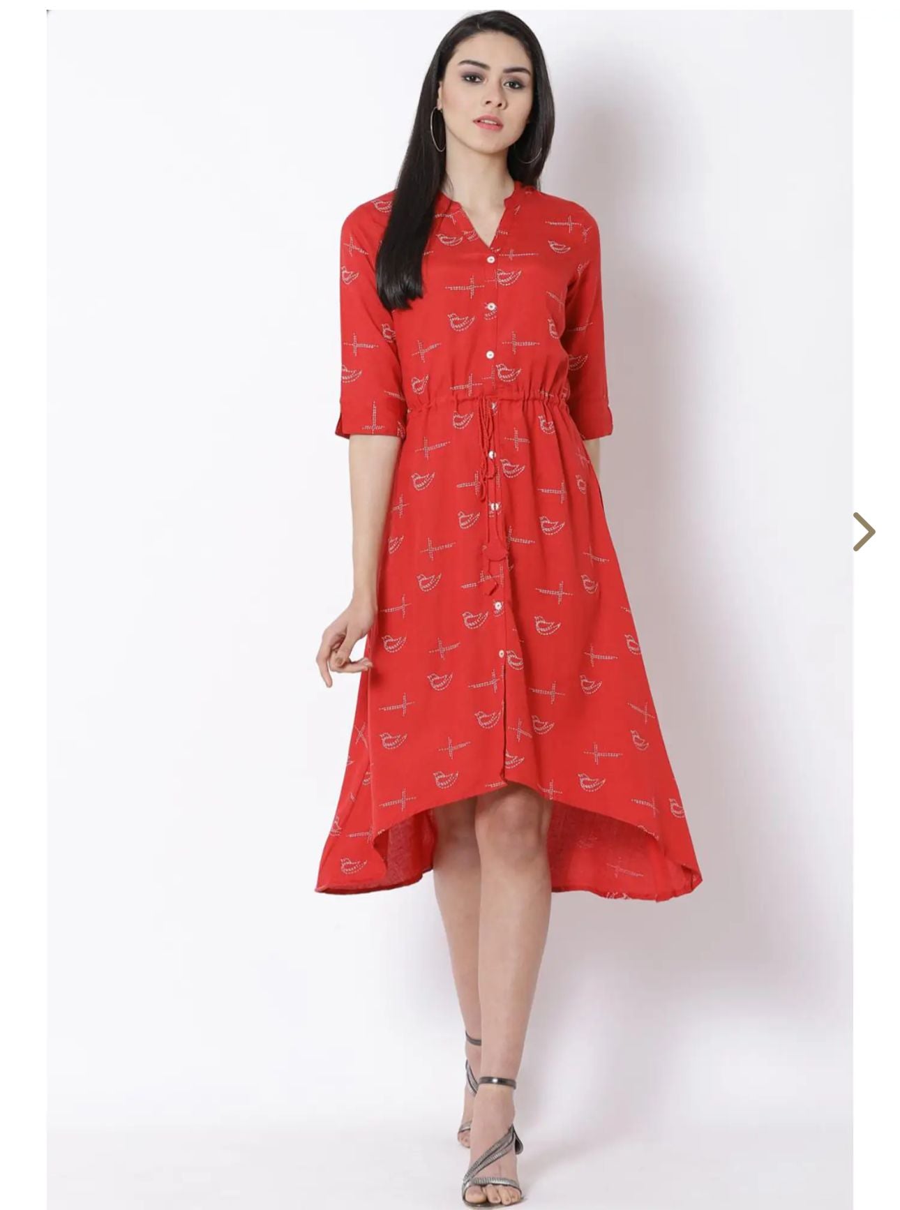 Red Printed Assymetric Kurti in Germany