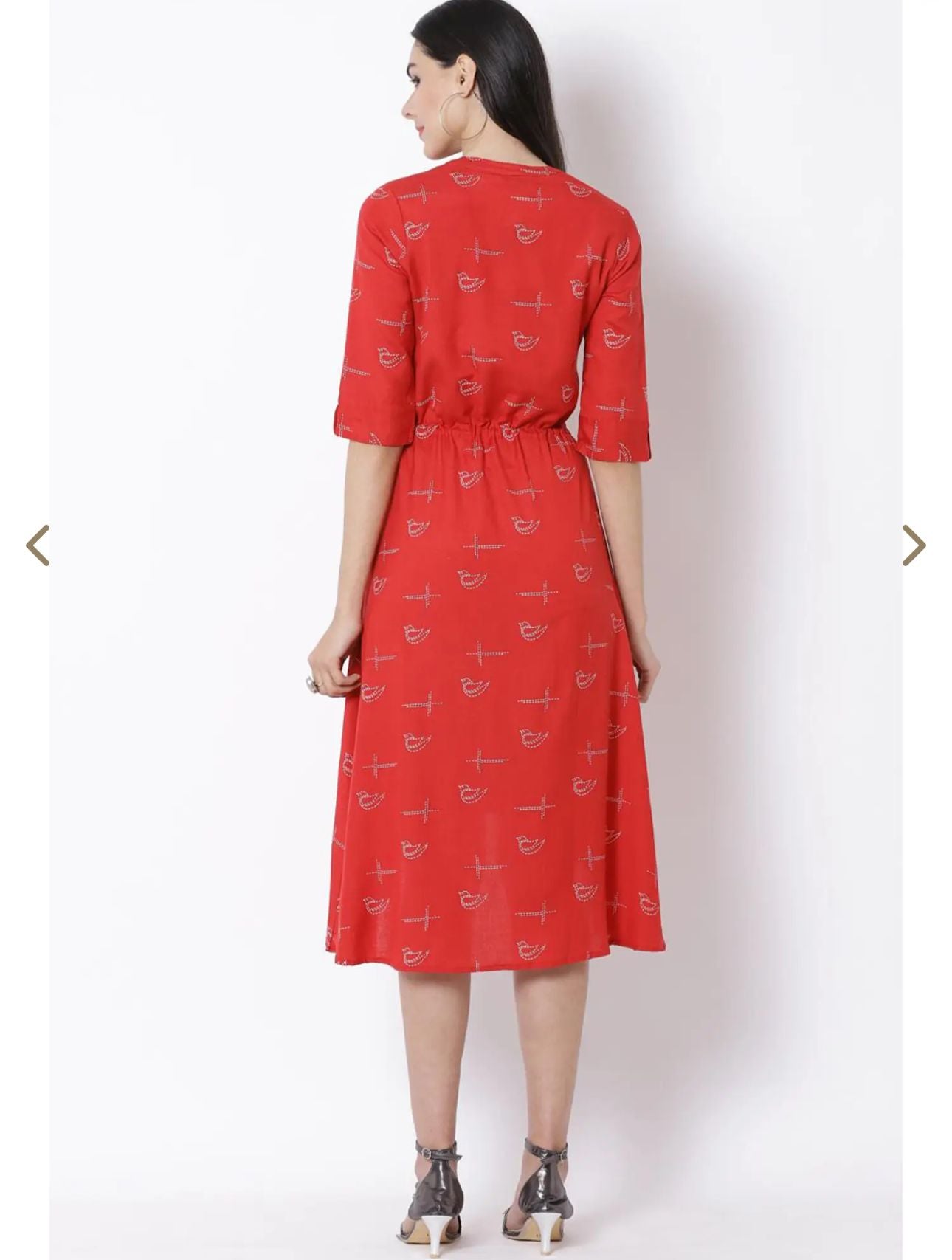 Red Printed Assymetric Kurti in Germany