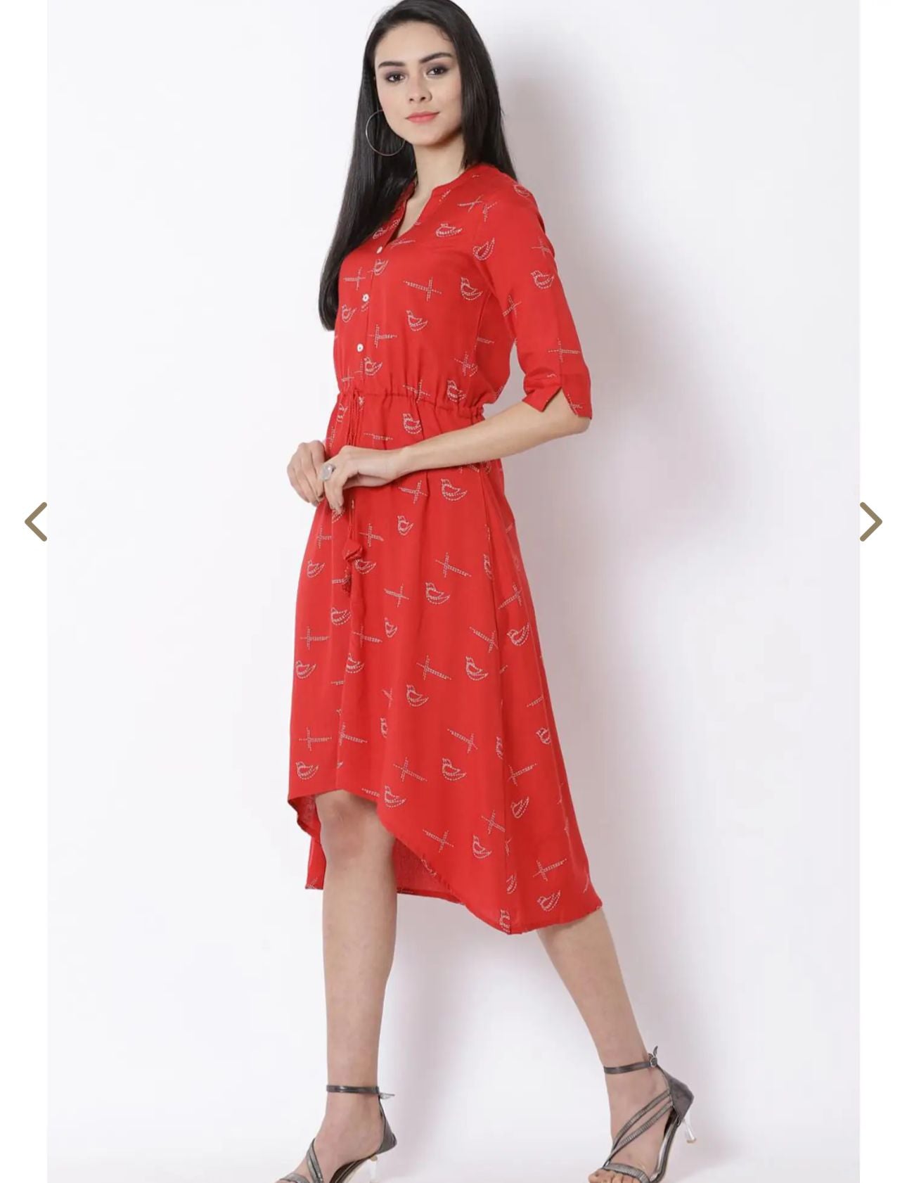 Red Printed Assymetric Kurti in Germany