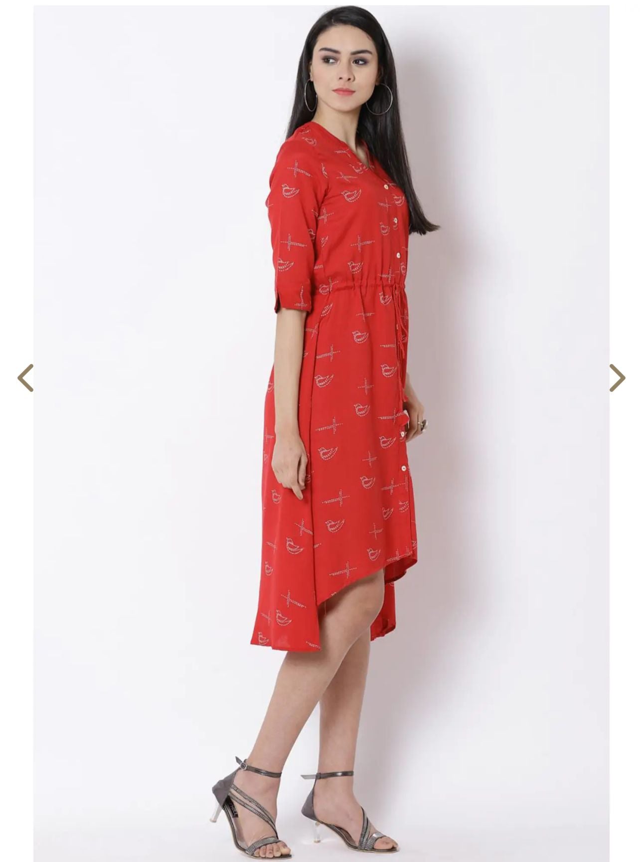 Red Printed Assymetric Kurti in Germany