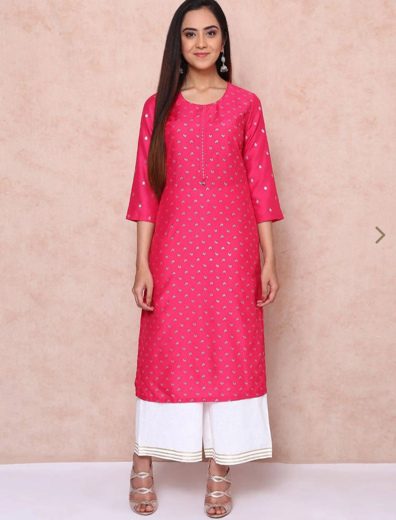 Pink Printed Straight Kurta in Germany