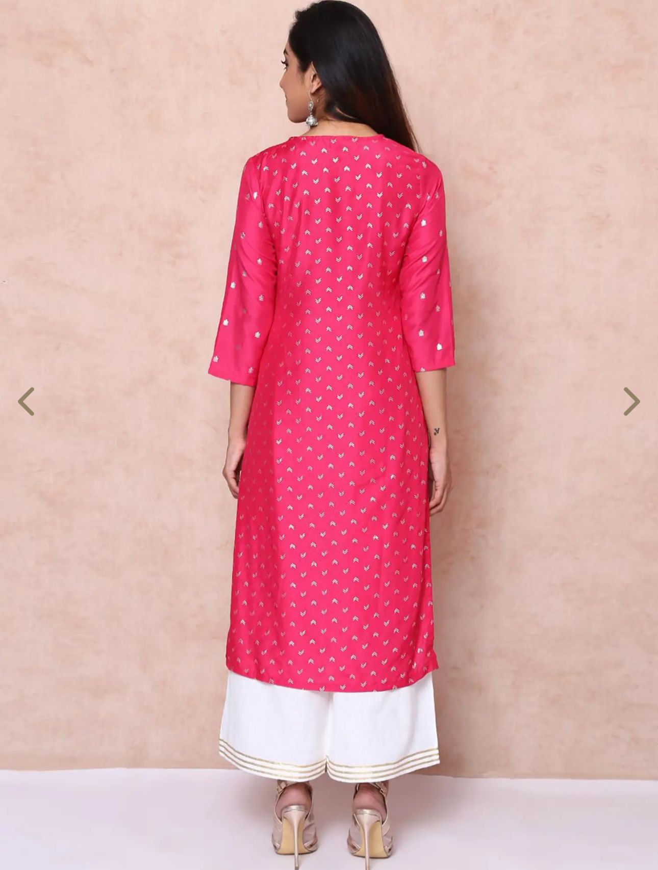 Pink Printed Straight Kurta in Germany