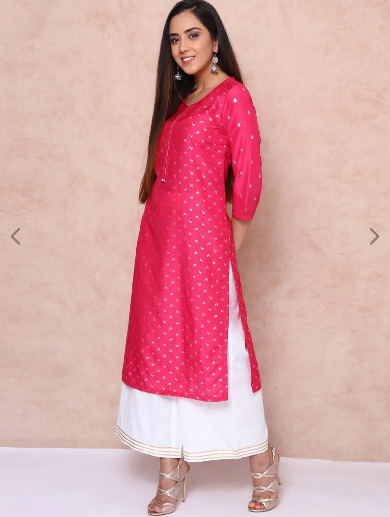Pink Printed Straight Kurta in Germany