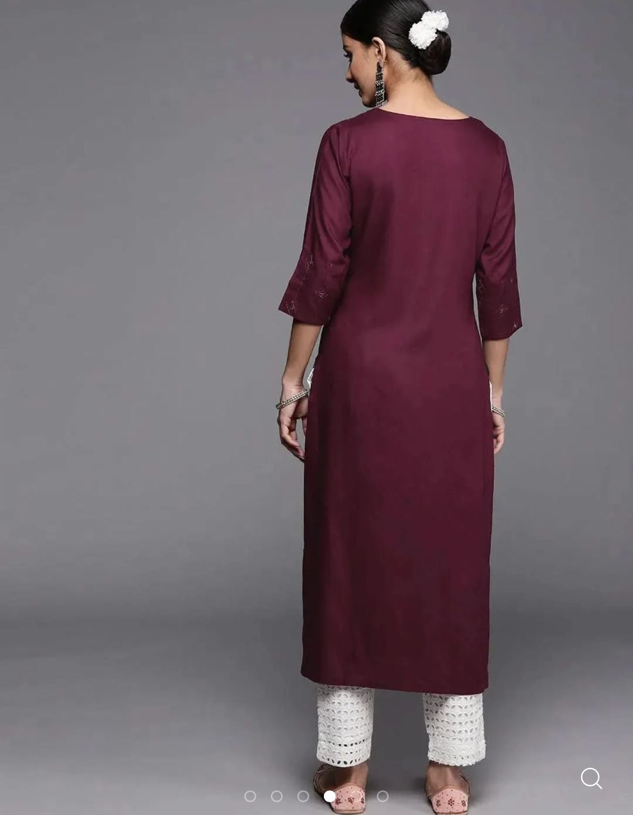 Burgundy Embroidered Rayon Kurta in Berlin