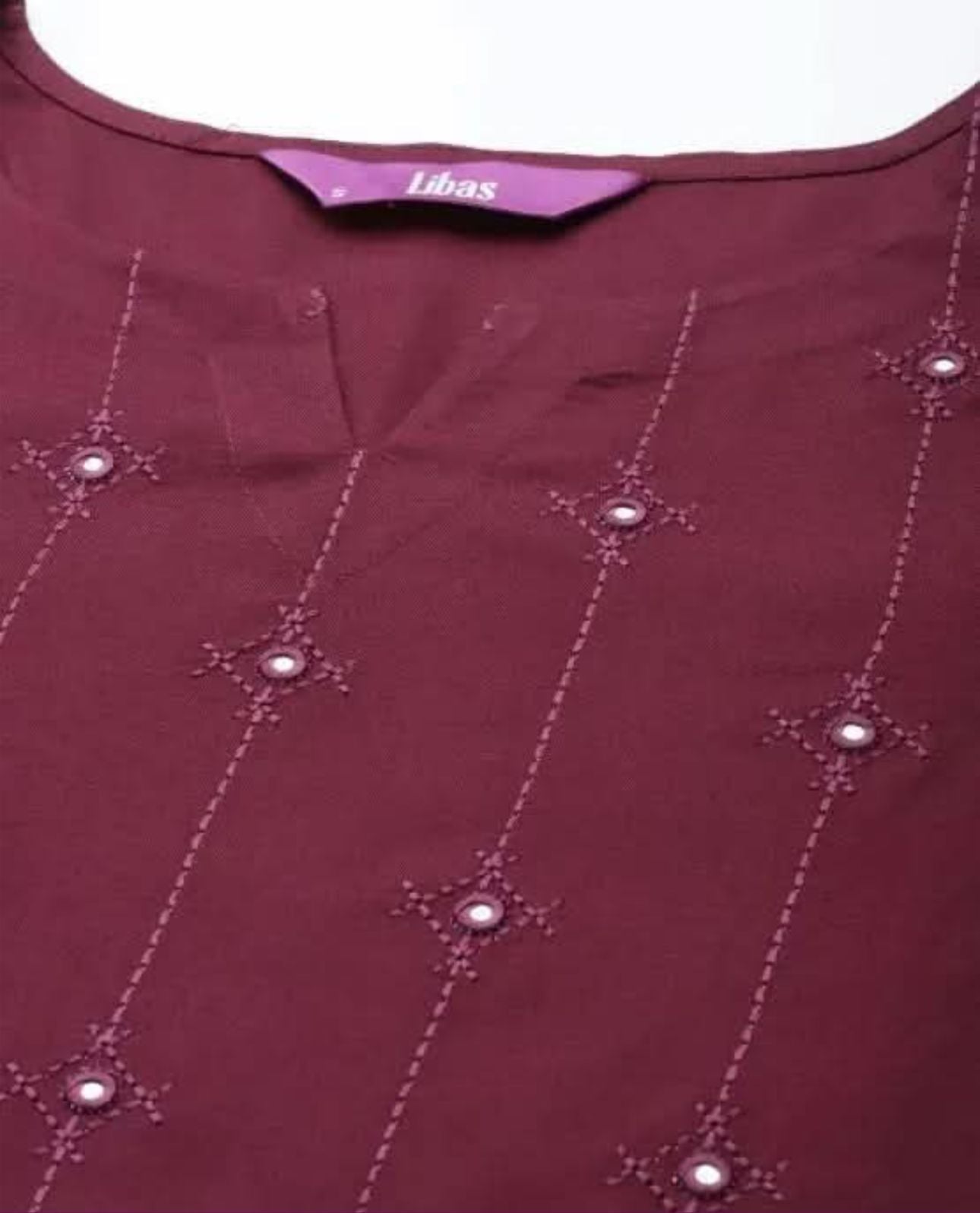Burgundy Embroidered Rayon Kurta in Berlin