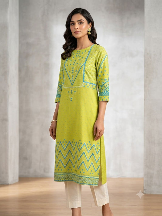 Lemon straight Fit Printed Kurti in Germany