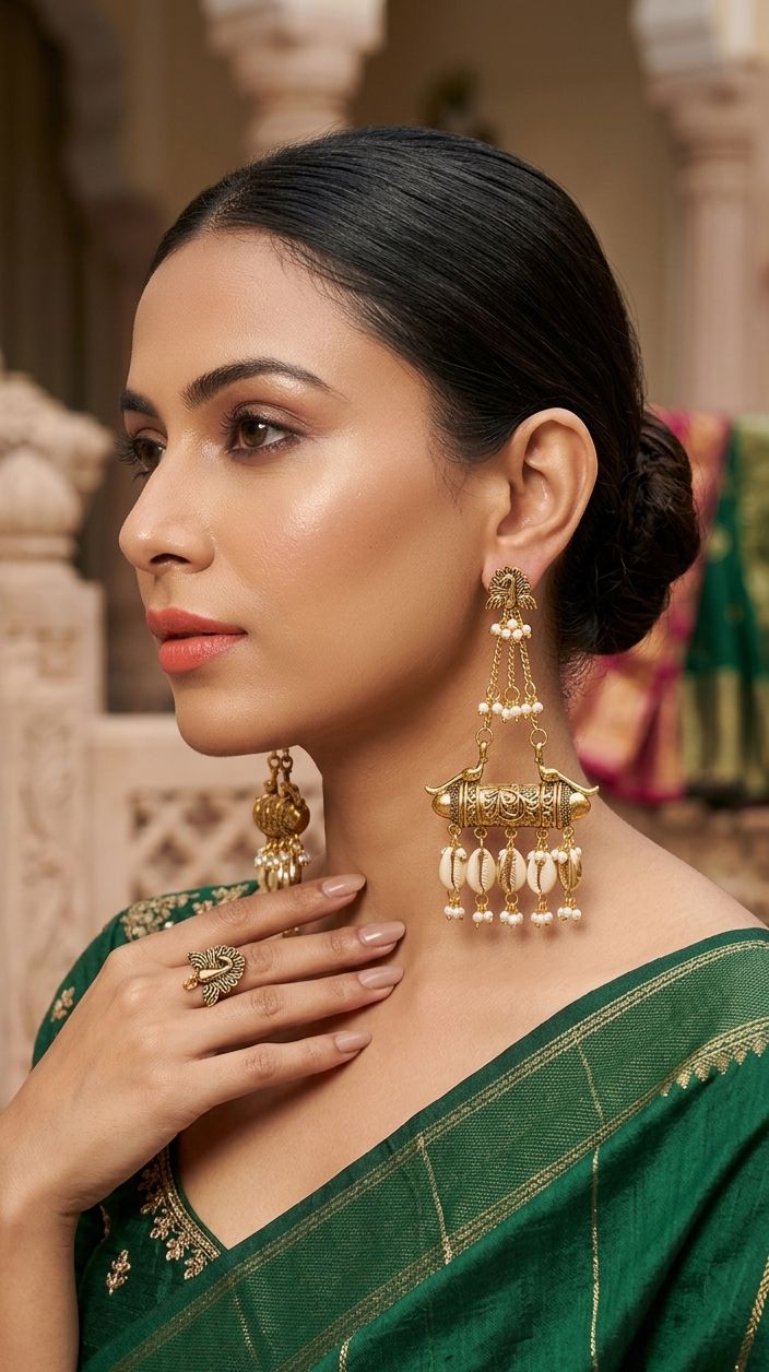 Stylish German silver gold plated designer lightweight dangler earring for women and girls in Germany