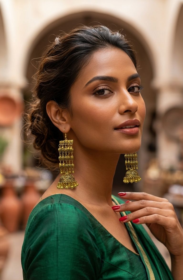 The Elegance of Emerald and Gold  Earrings in Munich