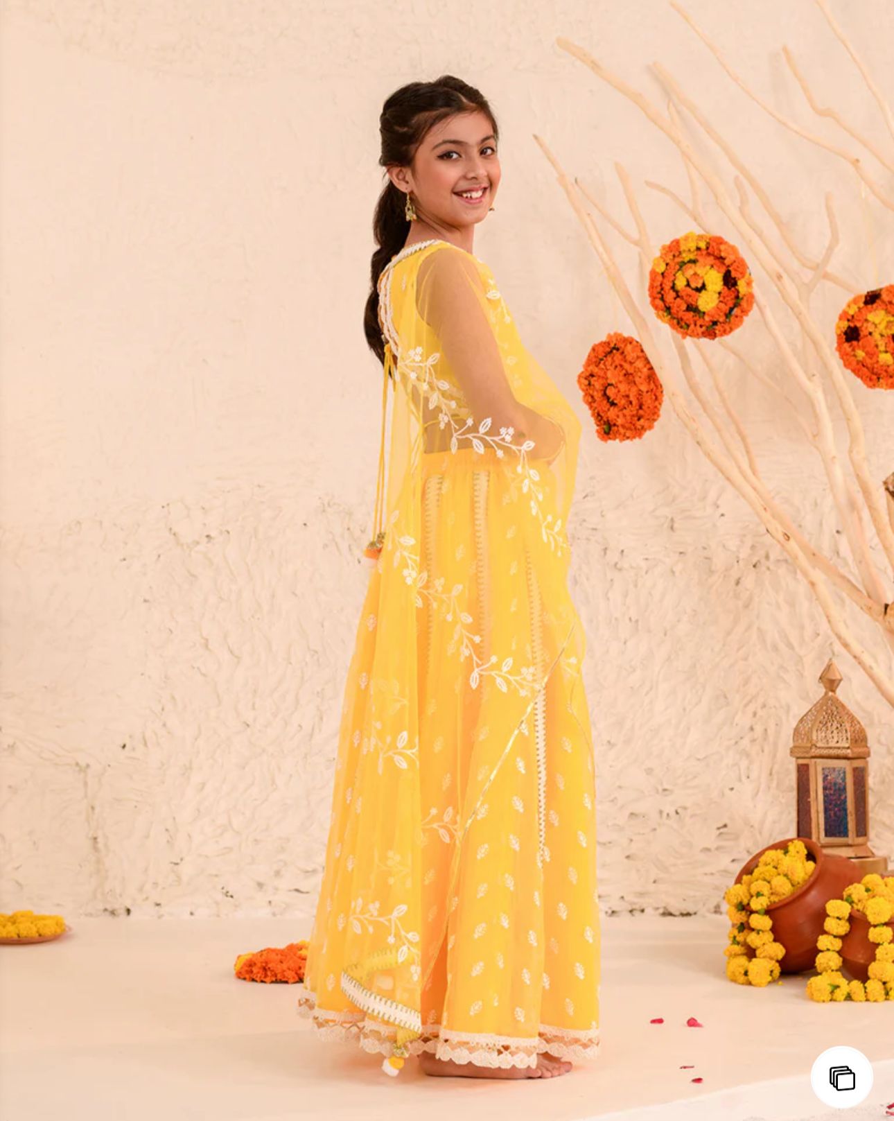 Girls Embroidered Thread Work Net Ready to Wear Lehenga & Blouse With Dupatta in Berlin