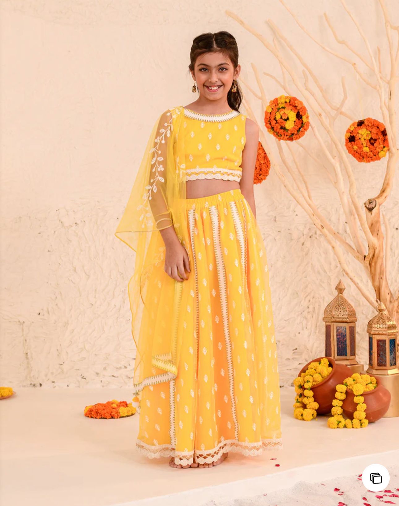 Girls Embroidered Thread Work Net Ready to Wear Lehenga & Blouse With Dupatta in Berlin