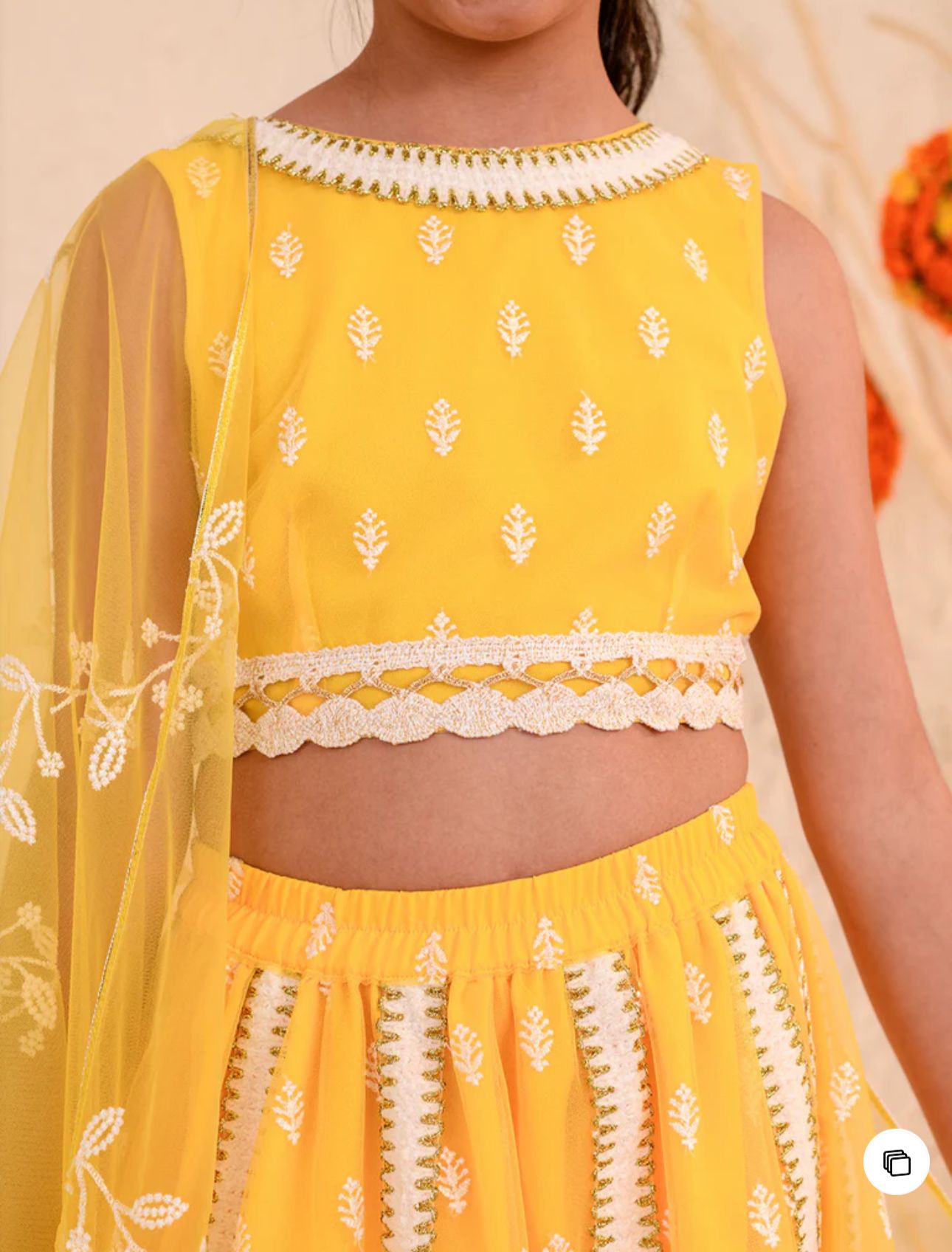 Girls Embroidered Thread Work Net Ready to Wear Lehenga & Blouse With Dupatta in Berlin