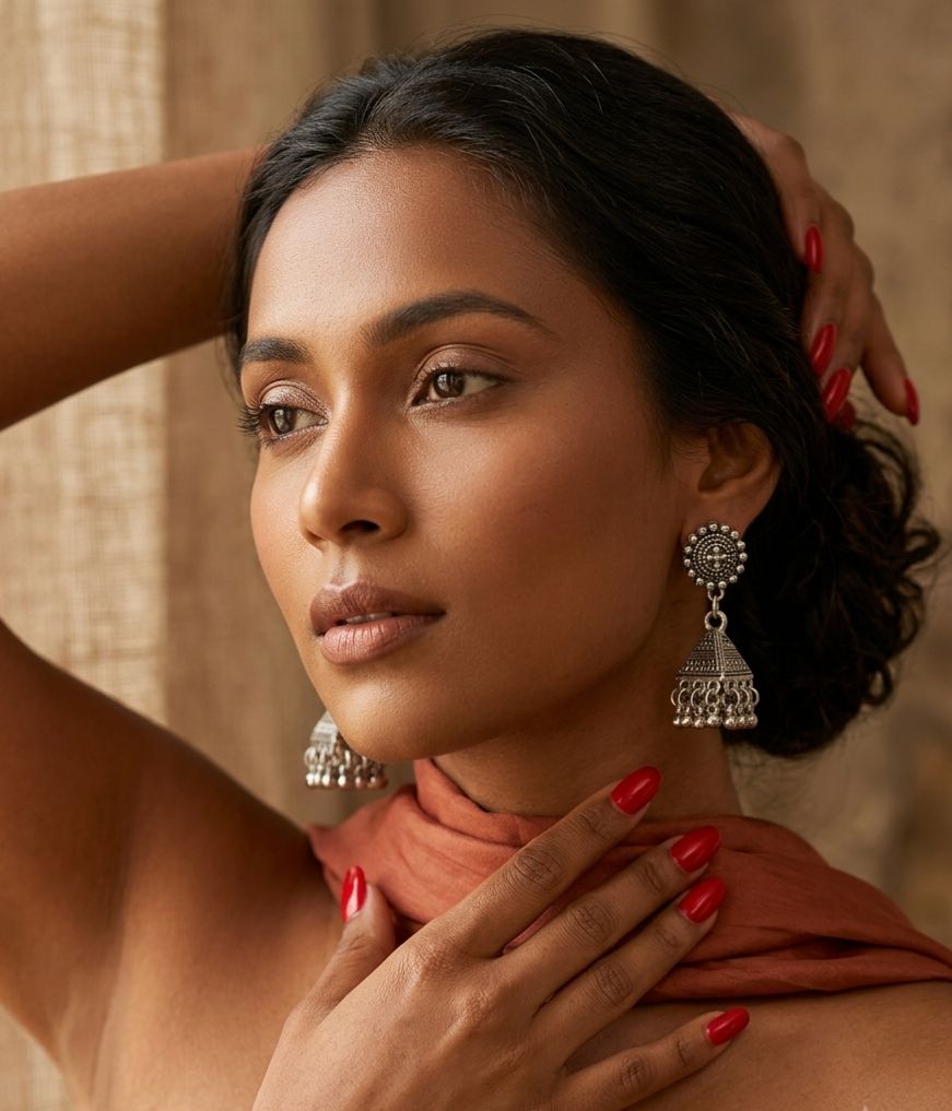 oxidized silver Jhumka earrings in Germany