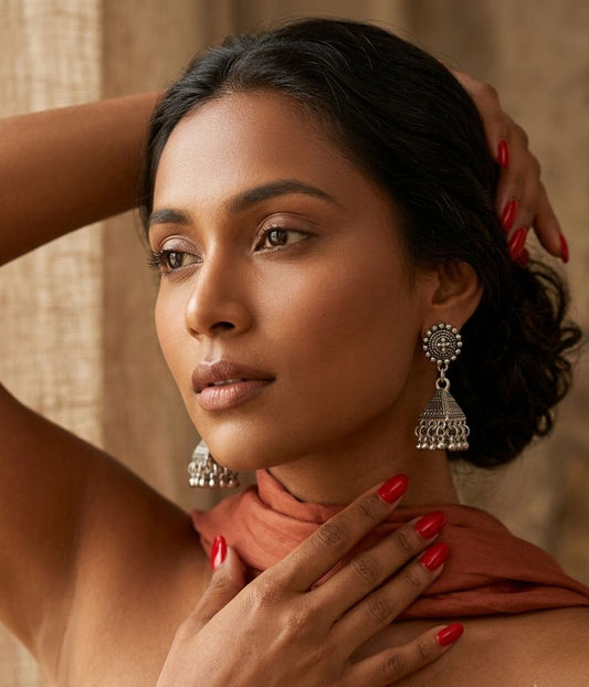oxidized silver Jhumka earrings in Germany