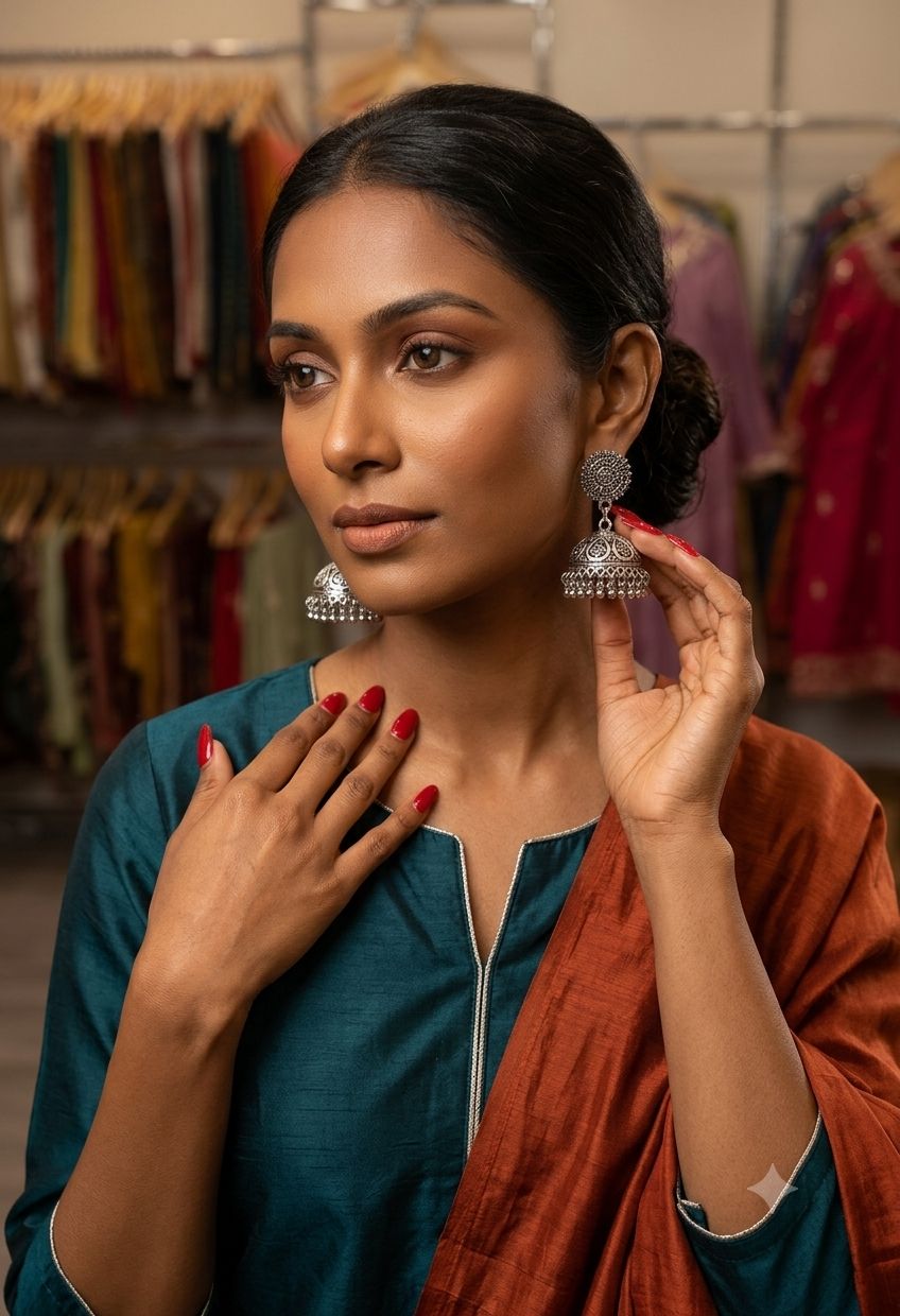 oxidized silver Jhumka earrings in Berlin