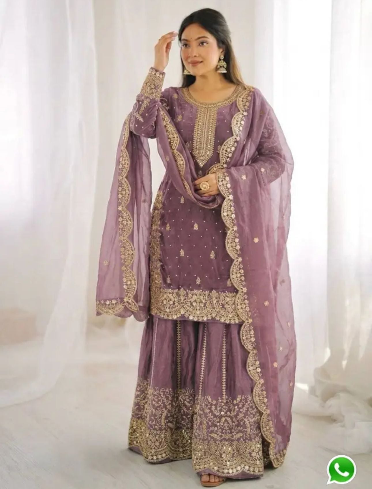 Latest Lavender  Designer Silk Palazzo Suit for Women Party Wear In Germany