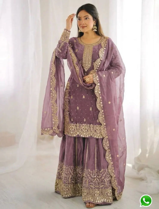 Latest Lavender  Designer Silk Palazzo Suit for Women Party Wear In Germany