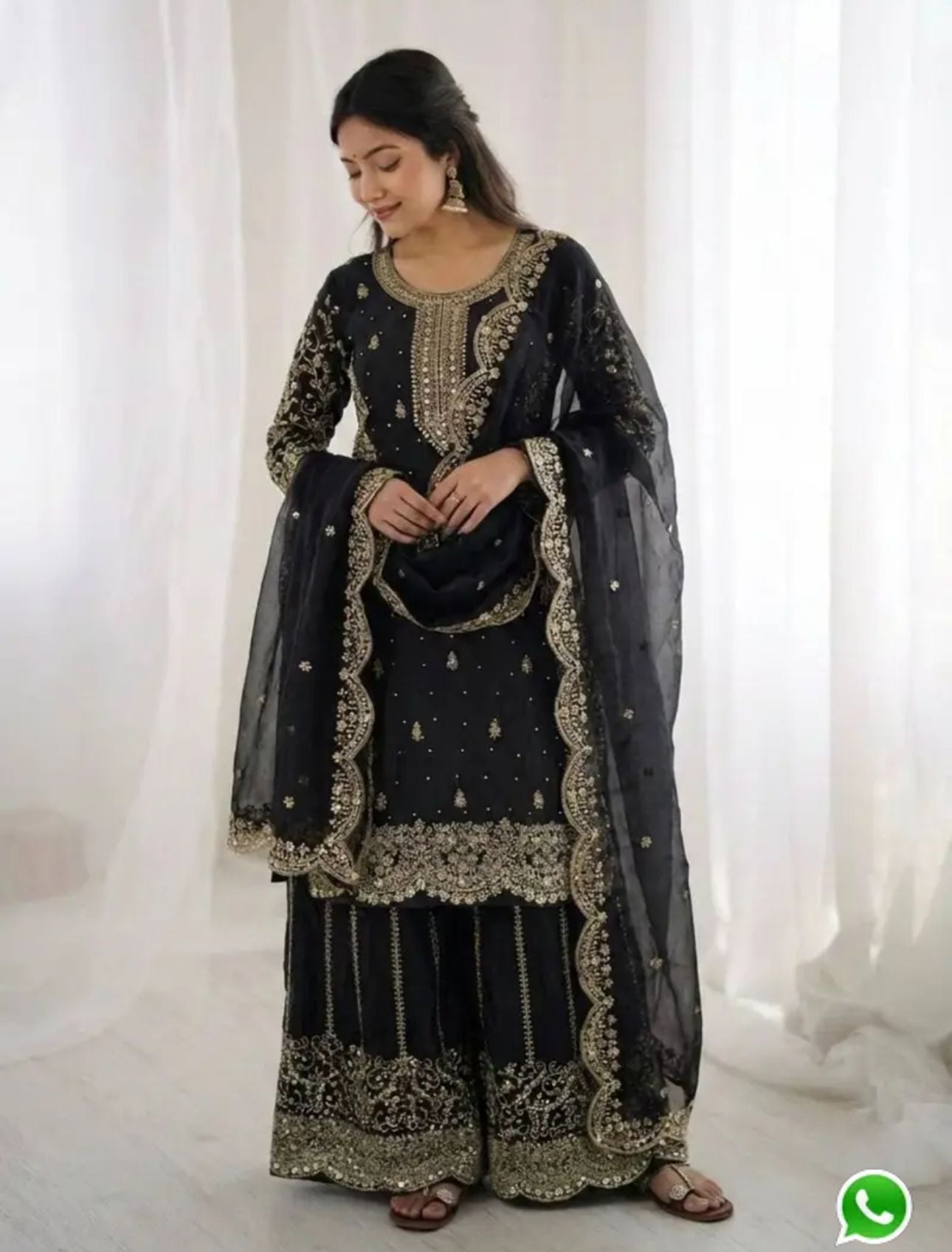 Latest Black  Designer Silk Palazzo Suit for Women Party Wear In Germany