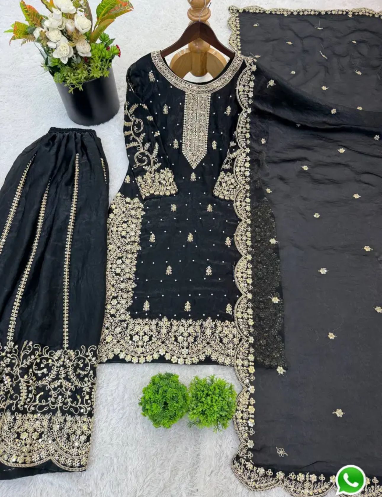 Latest Black  Designer Silk Palazzo Suit for Women Party Wear In Germany