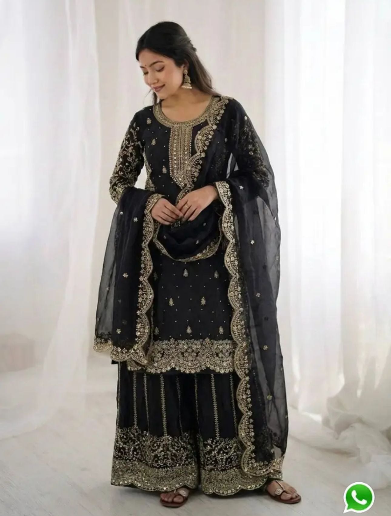 Latest Black  Designer Silk Palazzo Suit for Women Party Wear In Germany