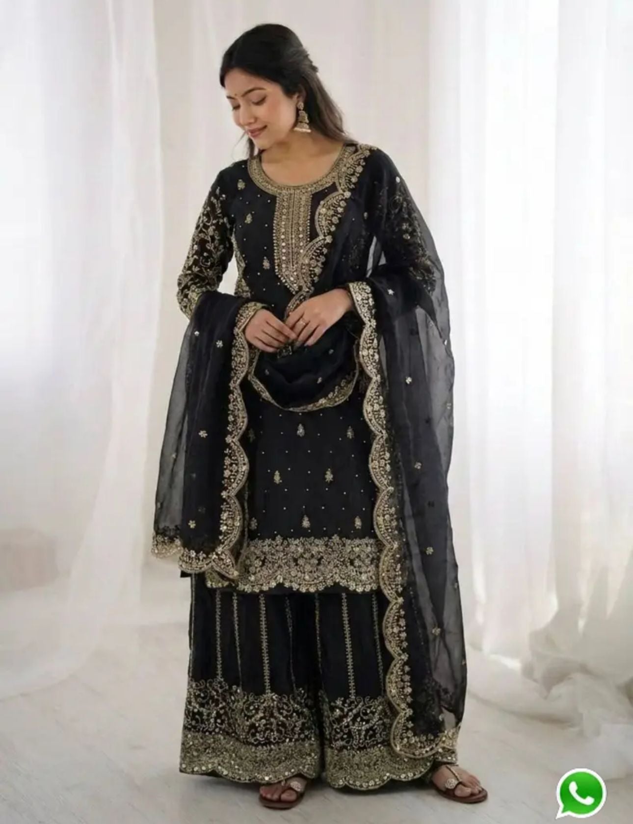 Latest Black  Designer Silk Palazzo Suit for Women Party Wear In Germany