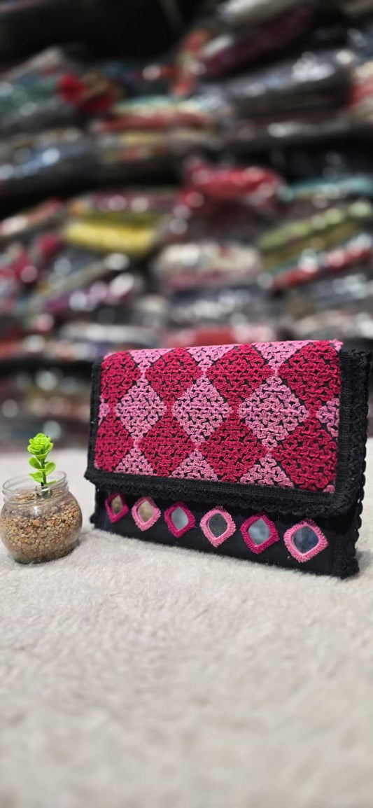 Boho Mirror Work Sling Purse, Handmade Cotton Clutch in Berlin