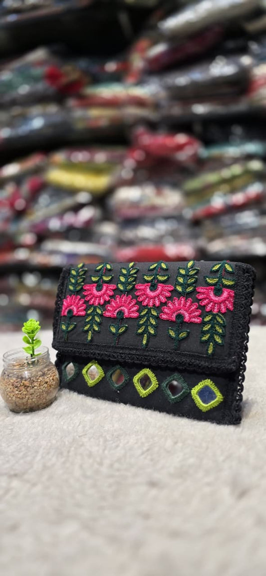 Boho Mirror Work Sling Purse, Handmade Cotton Clutch in Berlin