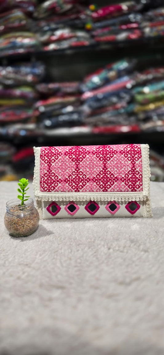 Boho Mirror Work Sling Purse, Handmade Cotton Clutch in Berlin