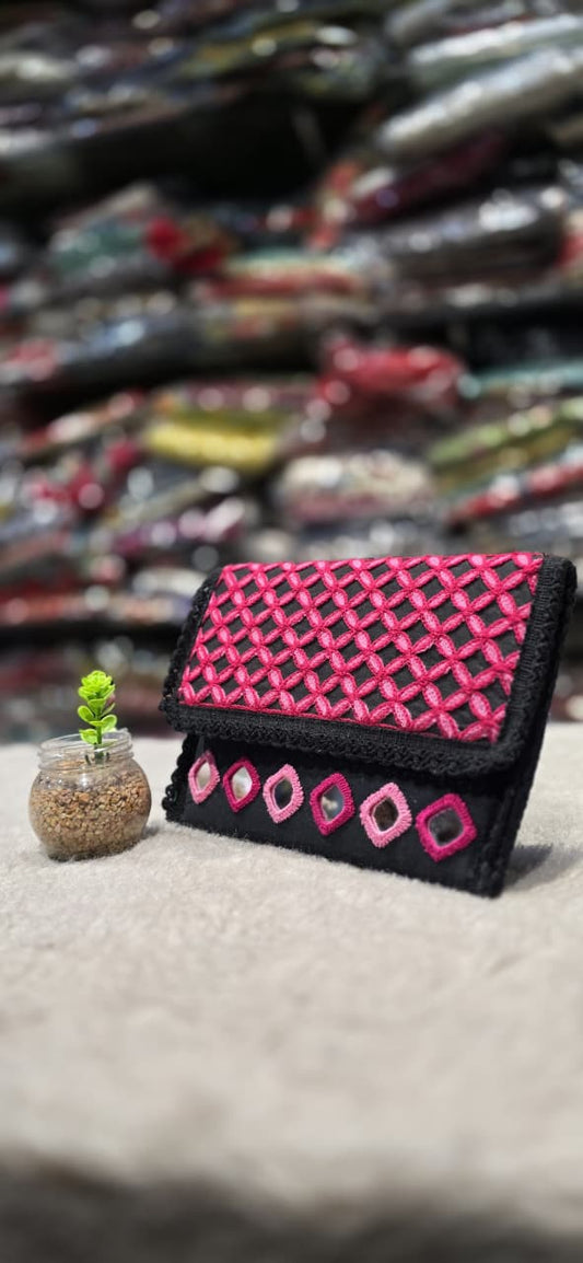 Boho Mirror Work Sling Purse, Handmade Cotton Clutch in Berlin