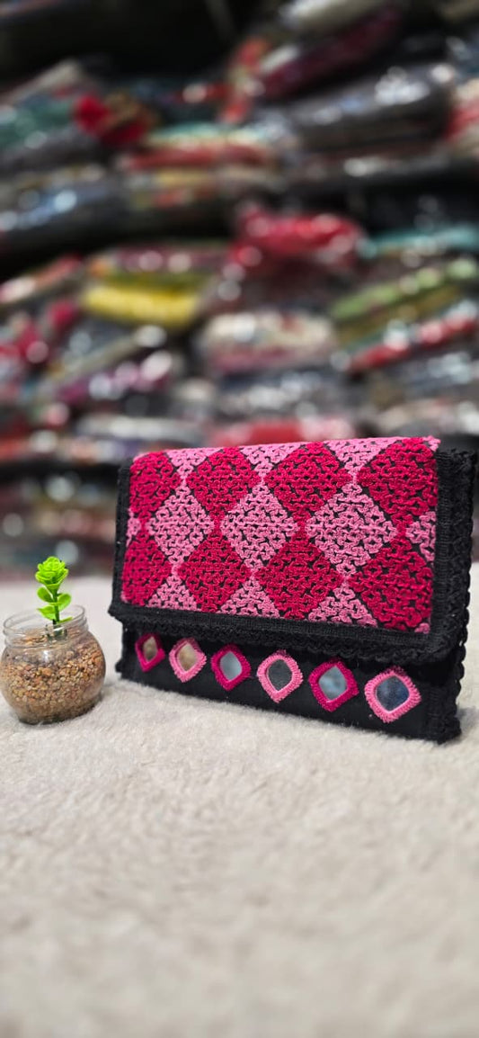 Boho Mirror Work Sling Purse, Handmade Cotton Clutch in Berlin