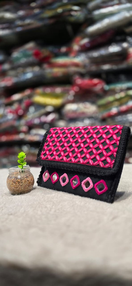 Boho Mirror Work Sling Purse, Handmade Cotton Clutch in Berlin