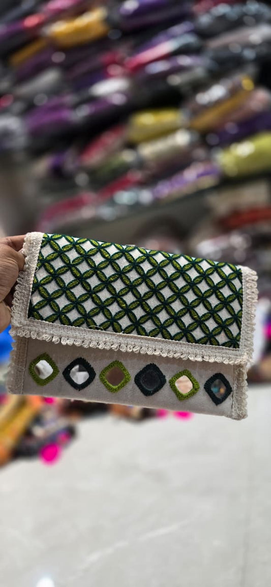 Boho Mirror Work Sling Purse, Handmade Cotton Clutch in Berlin