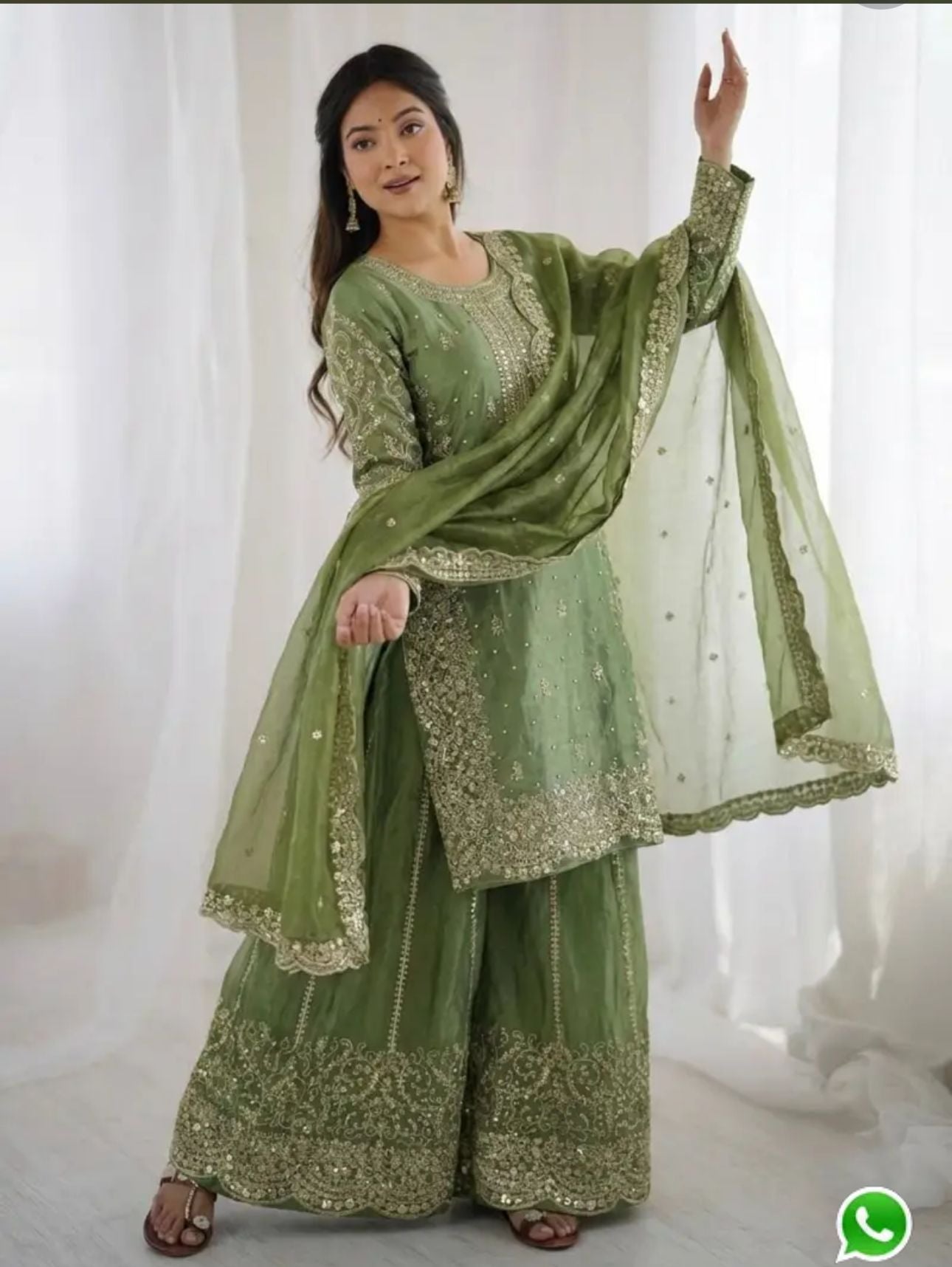 Latest Parrot Green Designer Silk Palazzo Suit for Women Party Wear In Germany