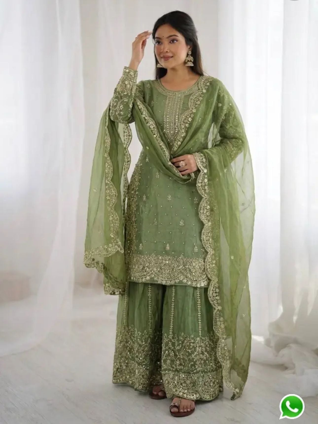 Latest Parrot Green Designer Silk Palazzo Suit for Women Party Wear In Germany