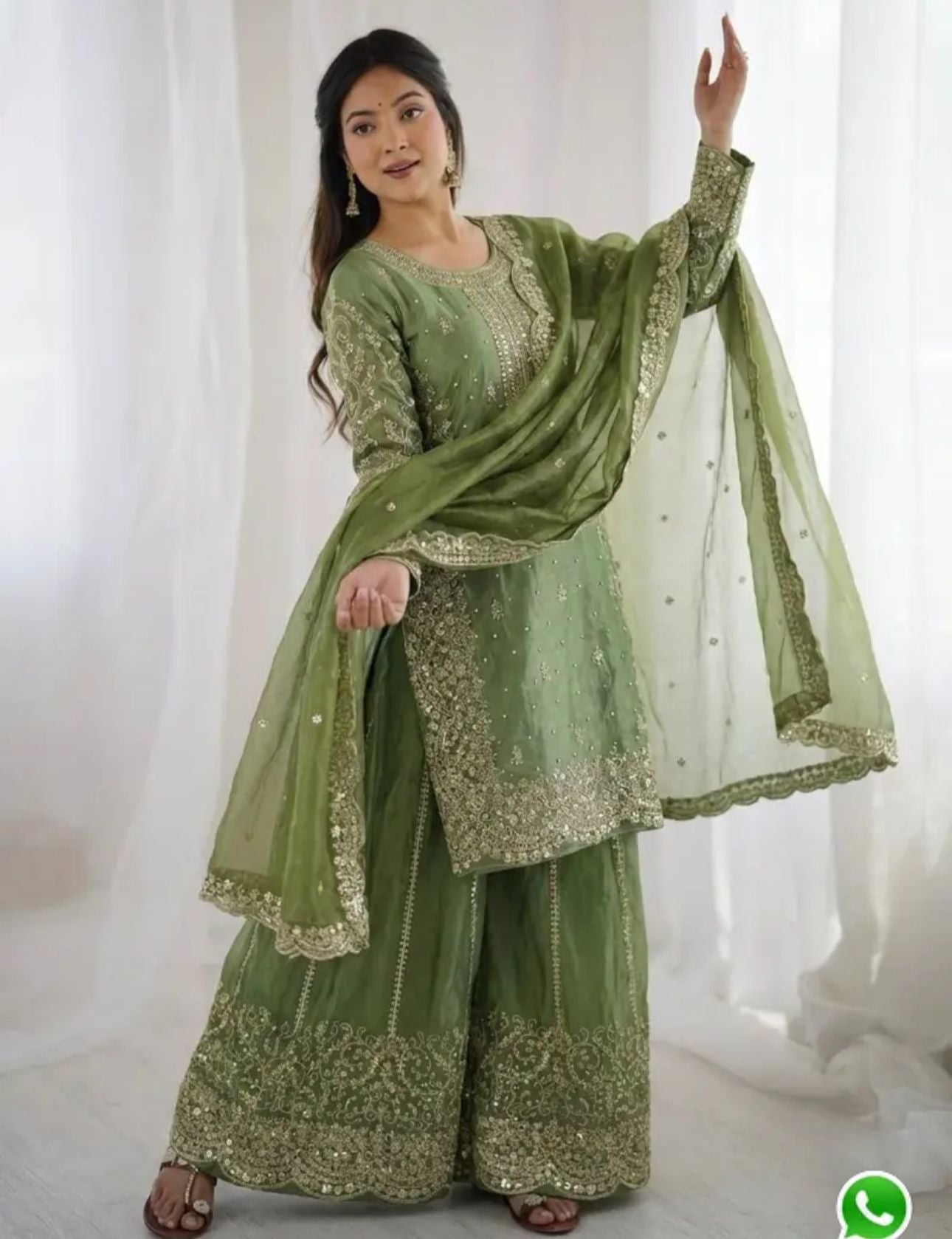 Latest Parrot Green Designer Silk Palazzo Suit for Women Party Wear In Germany