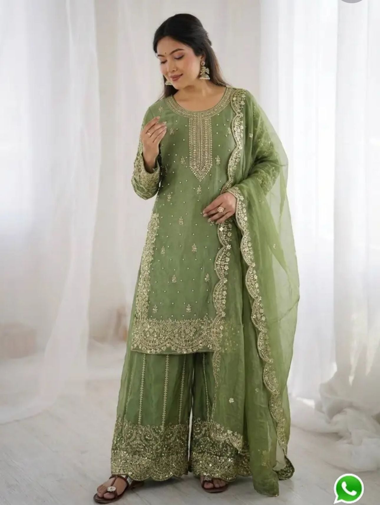Latest Parrot Green Designer Silk Palazzo Suit for Women Party Wear In Germany