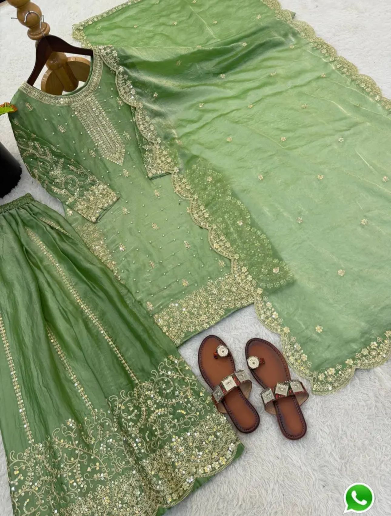 Latest Parrot Green Designer Silk Palazzo Suit for Women Party Wear In Germany