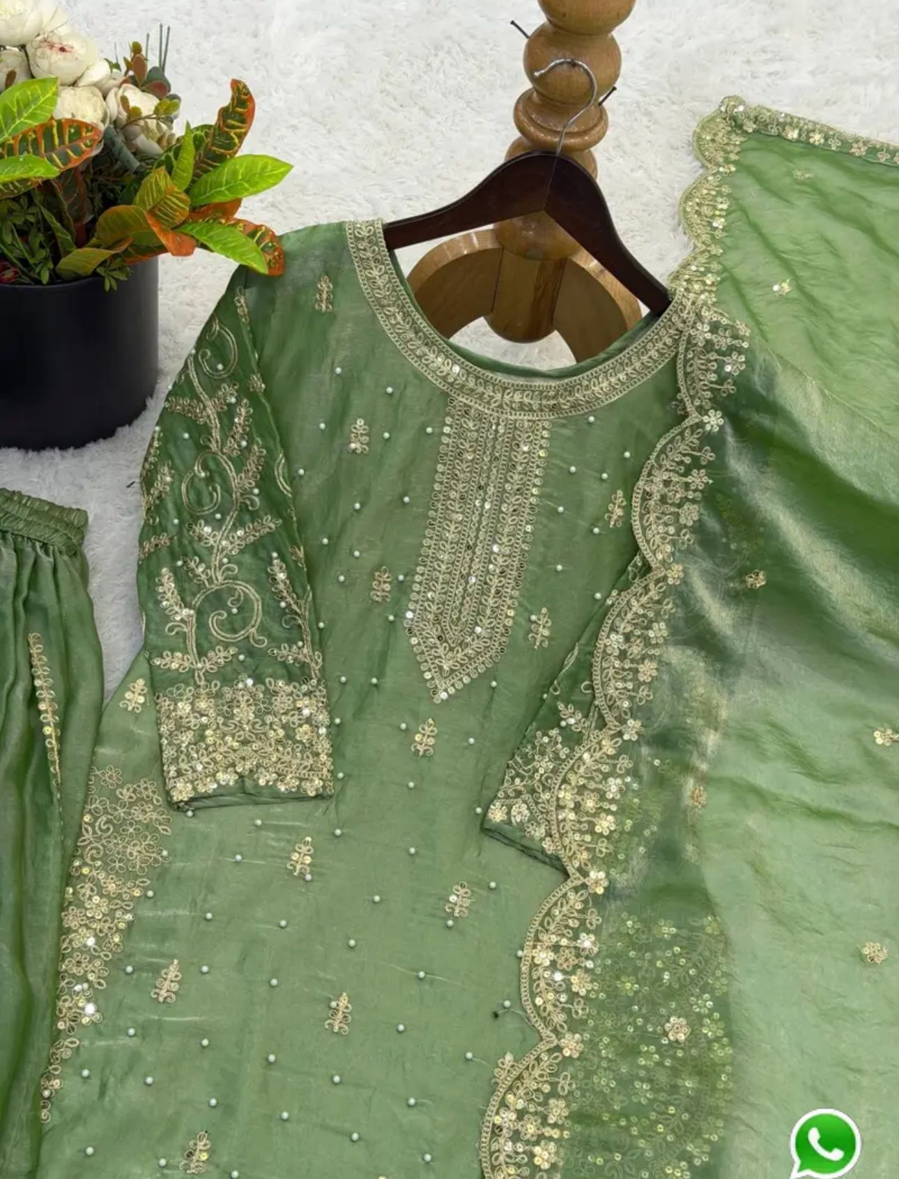 Latest Parrot Green Designer Silk Palazzo Suit for Women Party Wear In Germany