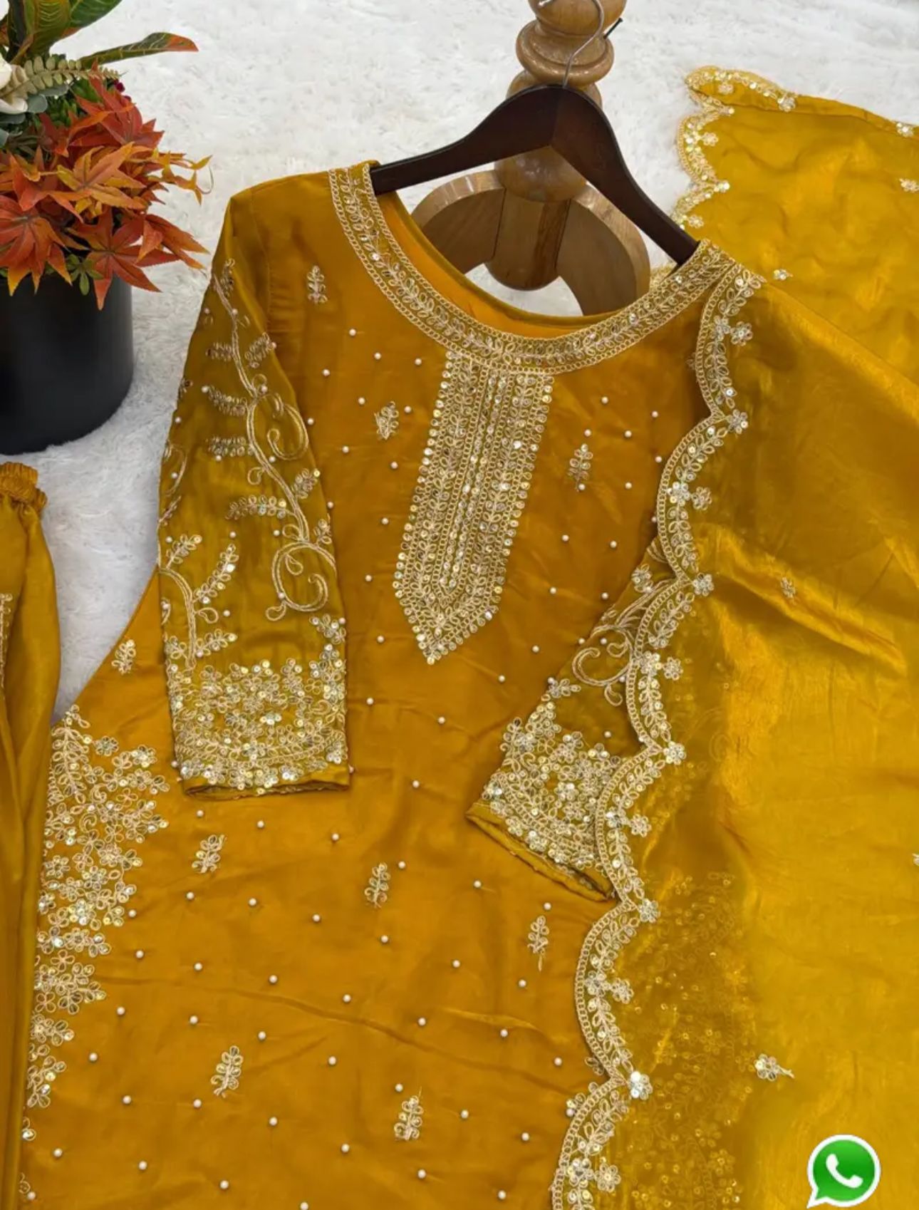 Latest Mustard Designer Silk Palazzo Suit for Women Party Wear In Germany