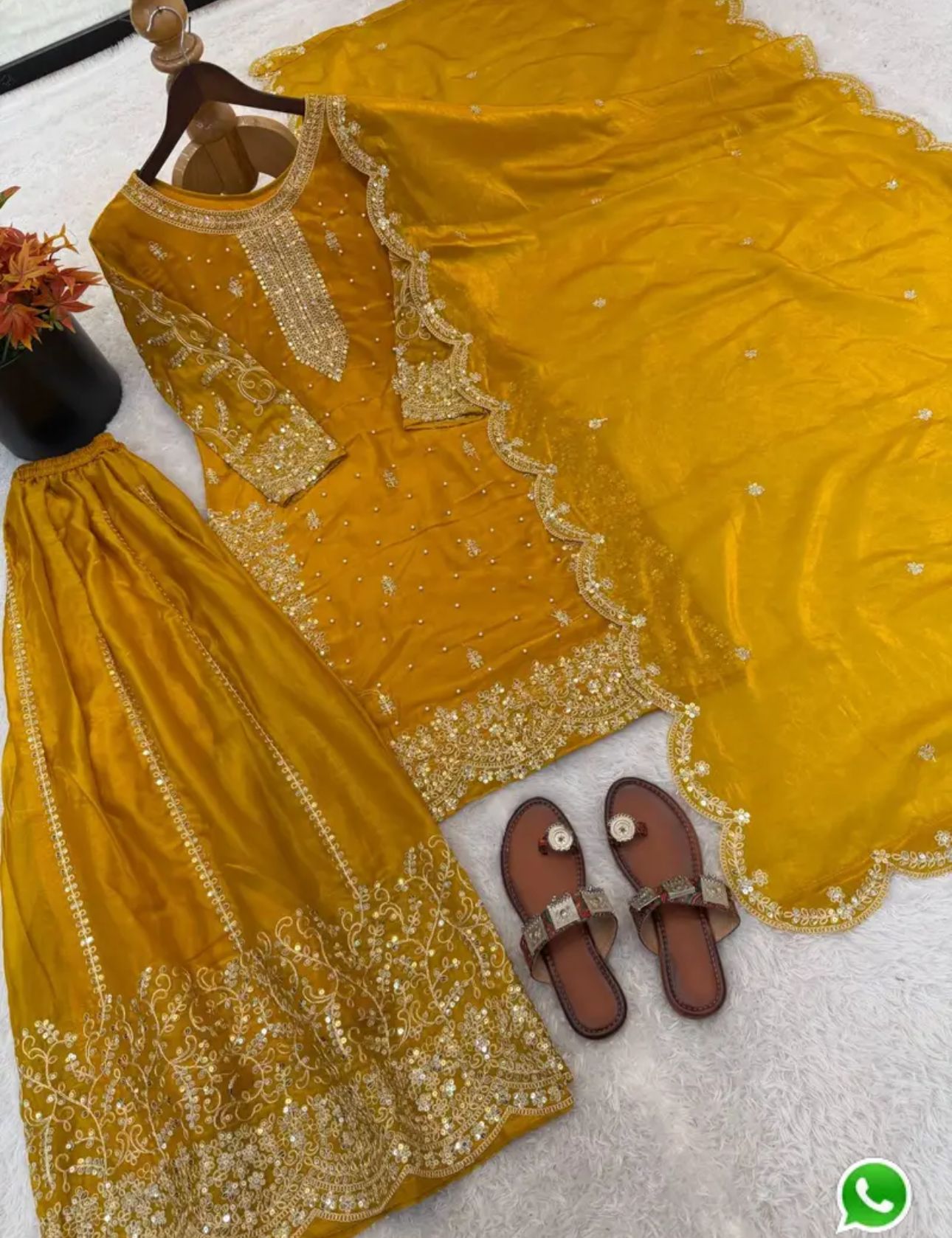 Latest Mustard Designer Silk Palazzo Suit for Women Party Wear In Germany