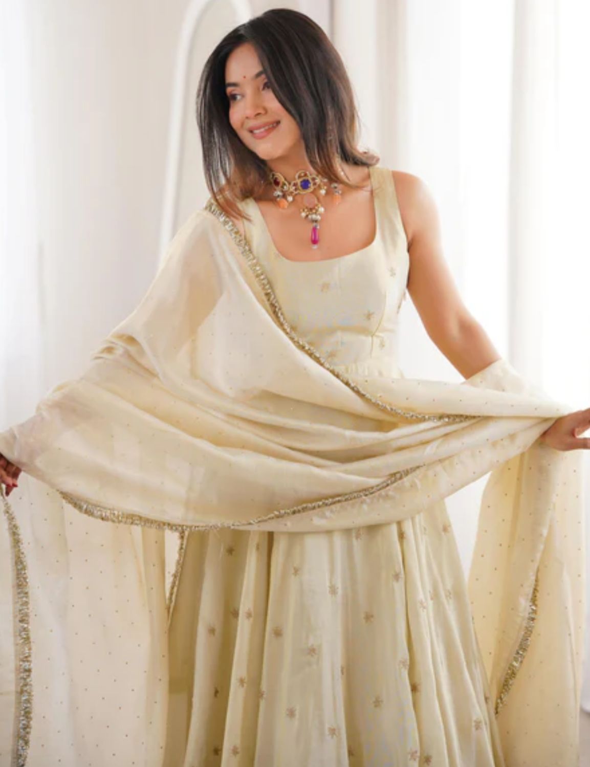 New Designer Cosmos Gold With Embroidery Work Gown And Dupatta Set in Germany