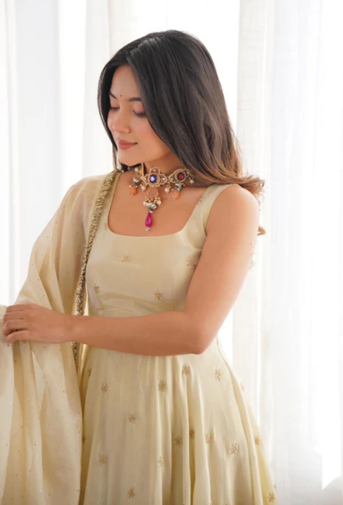 New Designer Cosmos Gold With Embroidery Work Gown And Dupatta Set in Germany