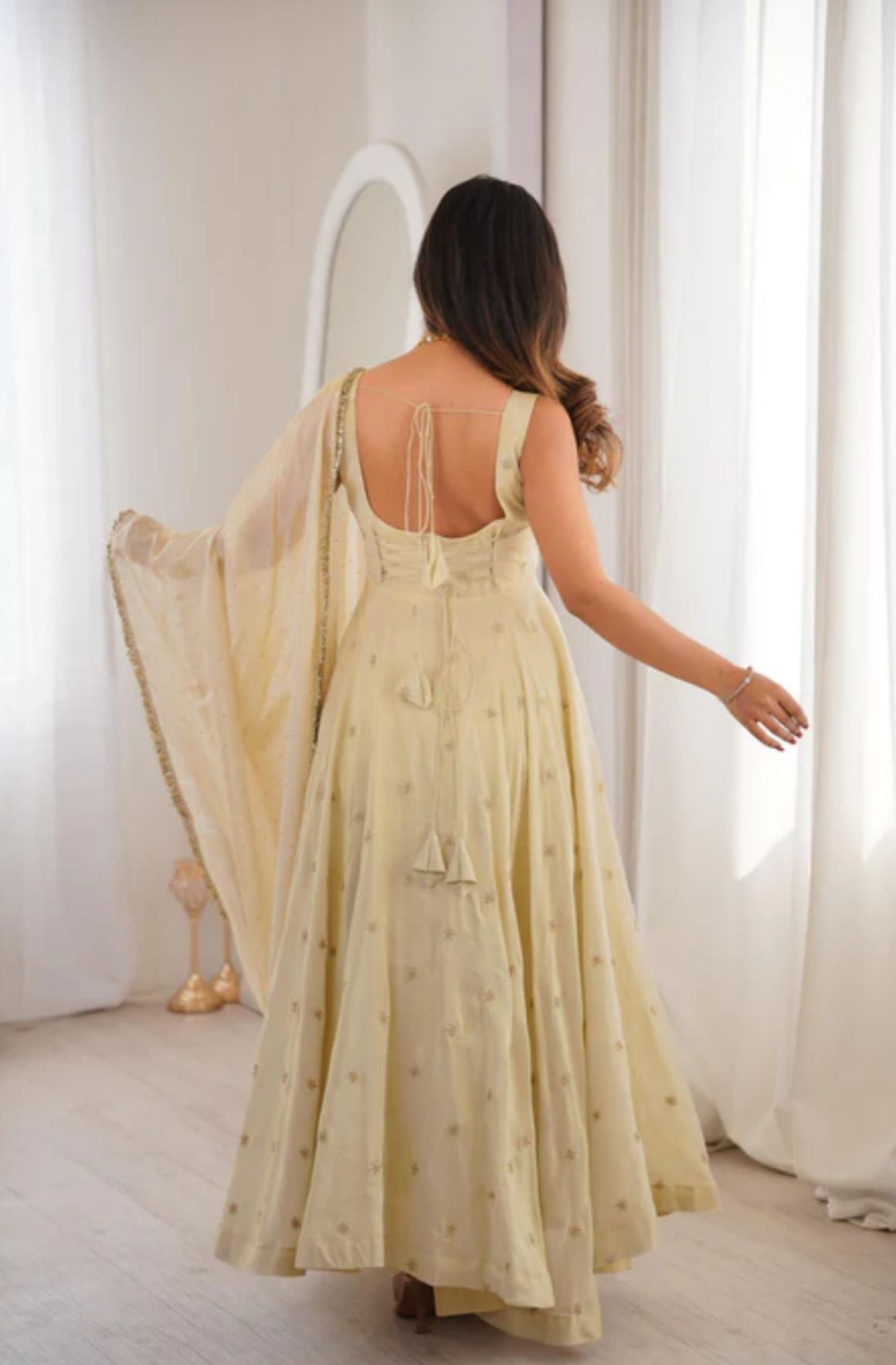New Designer Cosmos Gold With Embroidery Work Gown And Dupatta Set in Germany