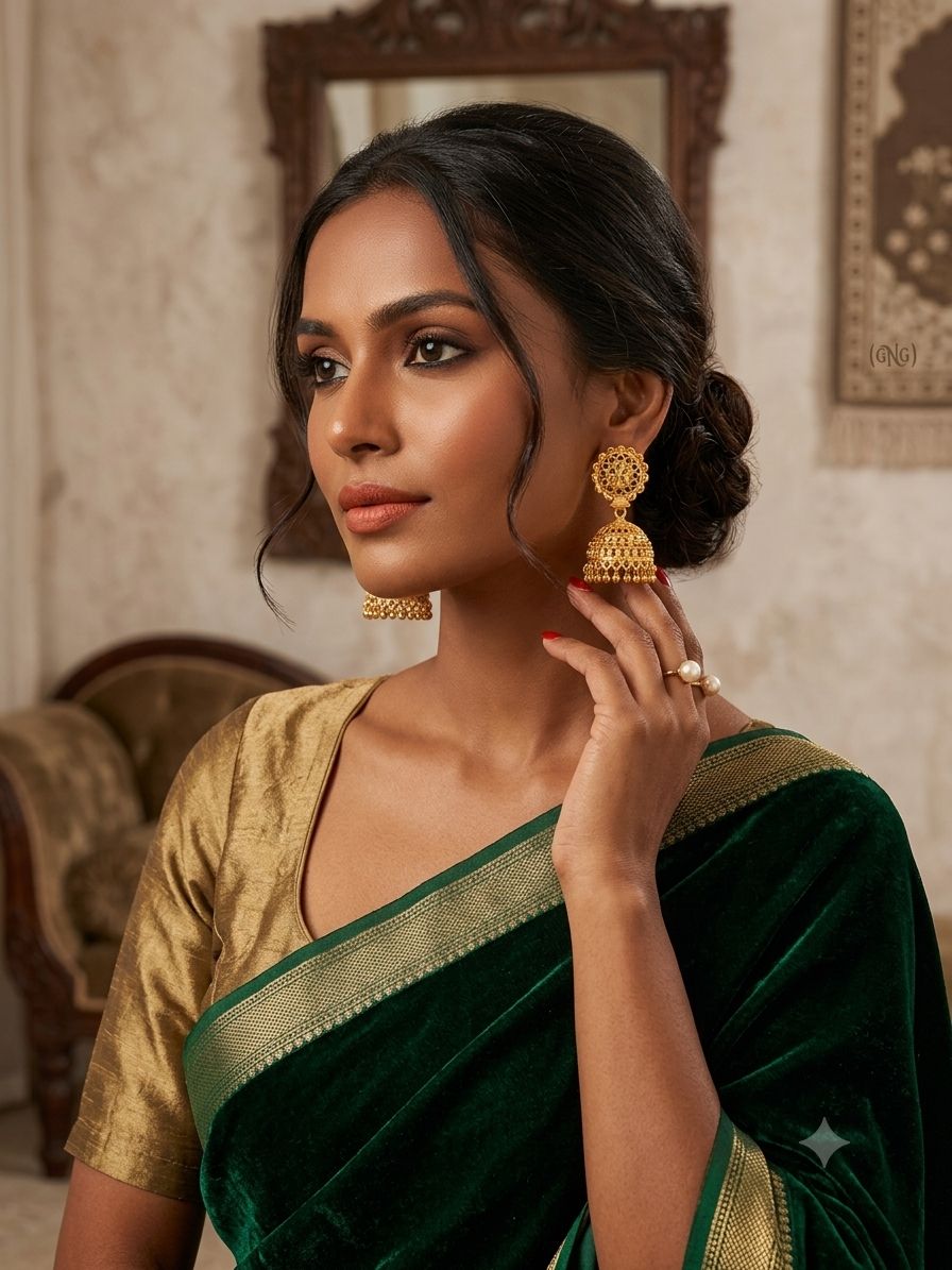 Intricate Gold-Plated Textured Jhumka Earrings in Germany