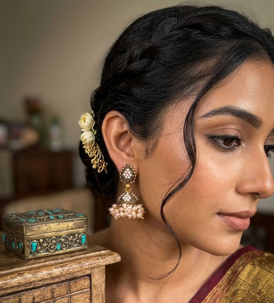 Gold Oxidised Pearl Jhumka Earrings for Girls and Women in Germany