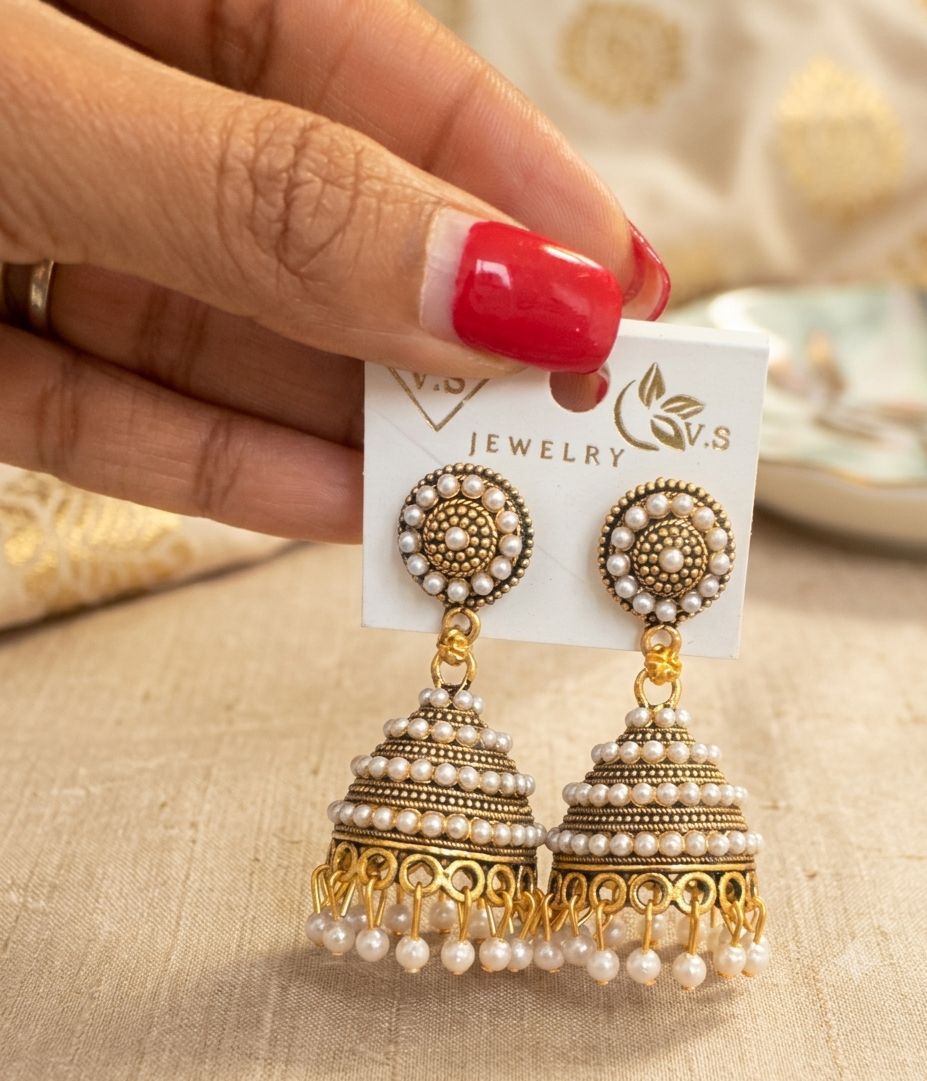 Gold-Plated Jhumkas with Pearls in Germany