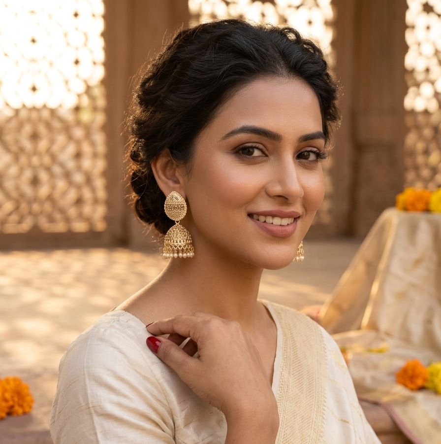 Golden Oxidised Jhumka Earring for Women in Germany