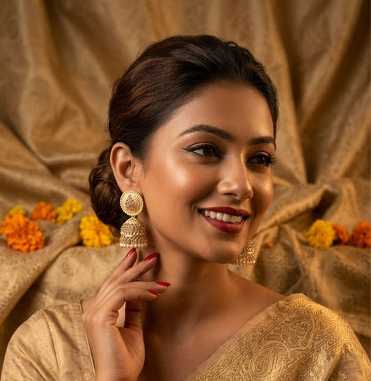 Golden Oxidised Jhumka Earring for Women in Germany