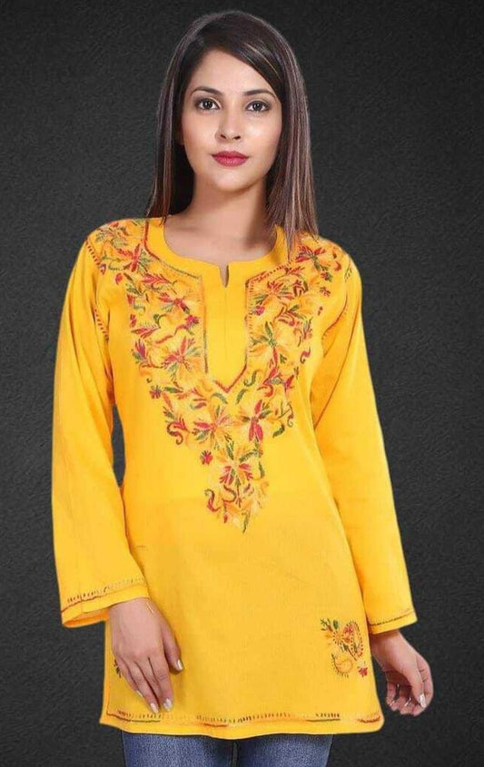 Women Chikan Embroidery Cotton Rayon A-line Kurti in Berlin