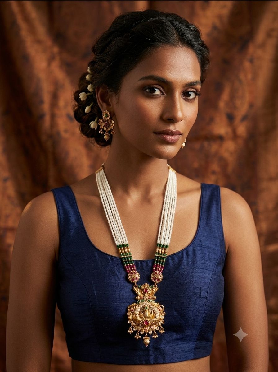 Gold-plated traditional rani haar necklace set and Drop Earrings in Berlin